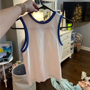 T.J.Maxx White Tank Top with Blue Trim